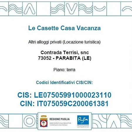 Apartament Le Casette Parabita